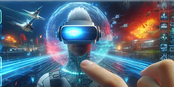 用户在享受91视频的虚拟现实互动体验。